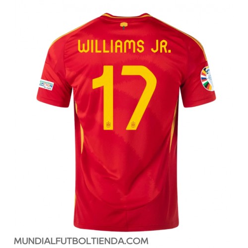 Camiseta España Nico Williams #17 Primera Equipación Replica Eurocopa 2024 mangas cortas